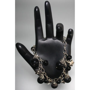 Silver & Black Charm Bracelet Women's Fashion Jewelry Boho Stars
